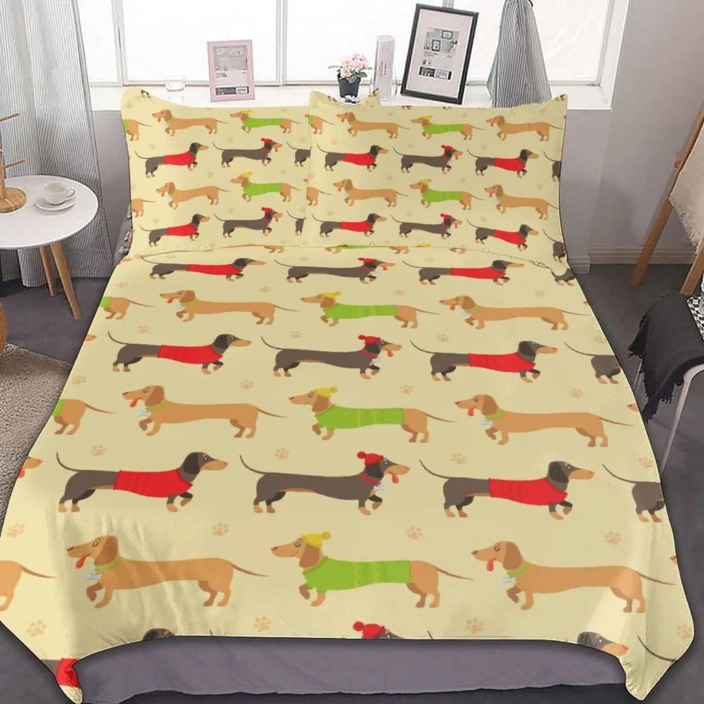 Black And Brown Dachshund Sausage Duvet Cover Cartoon Puppy Dog Bedding Set Kids Boys Gifts Bedspread Cover Bedroom Decoration