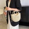Handwoven Straw Rattan Half-Moon Beach Handbag Large Capacity Women Summer Hollow Out Shoulder Bag Crossbody Bags