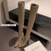 Autumn and Winter Over-the-knee Women's Boots European and American Large-size Shoes Pointed-toed Square-heeled Over-the-knee Boots Black Medium-heele