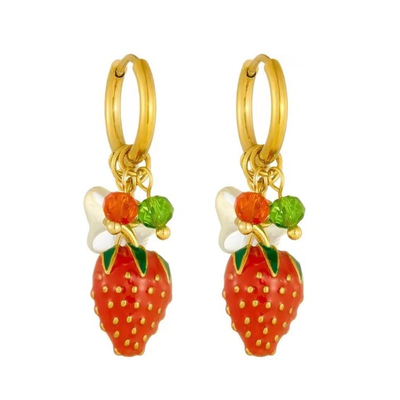 

Unique Strawberry Drop Earrings Fashionable Ear Buckles Elegant Dangle Earrings Statement Earrings for Youthful Women 1