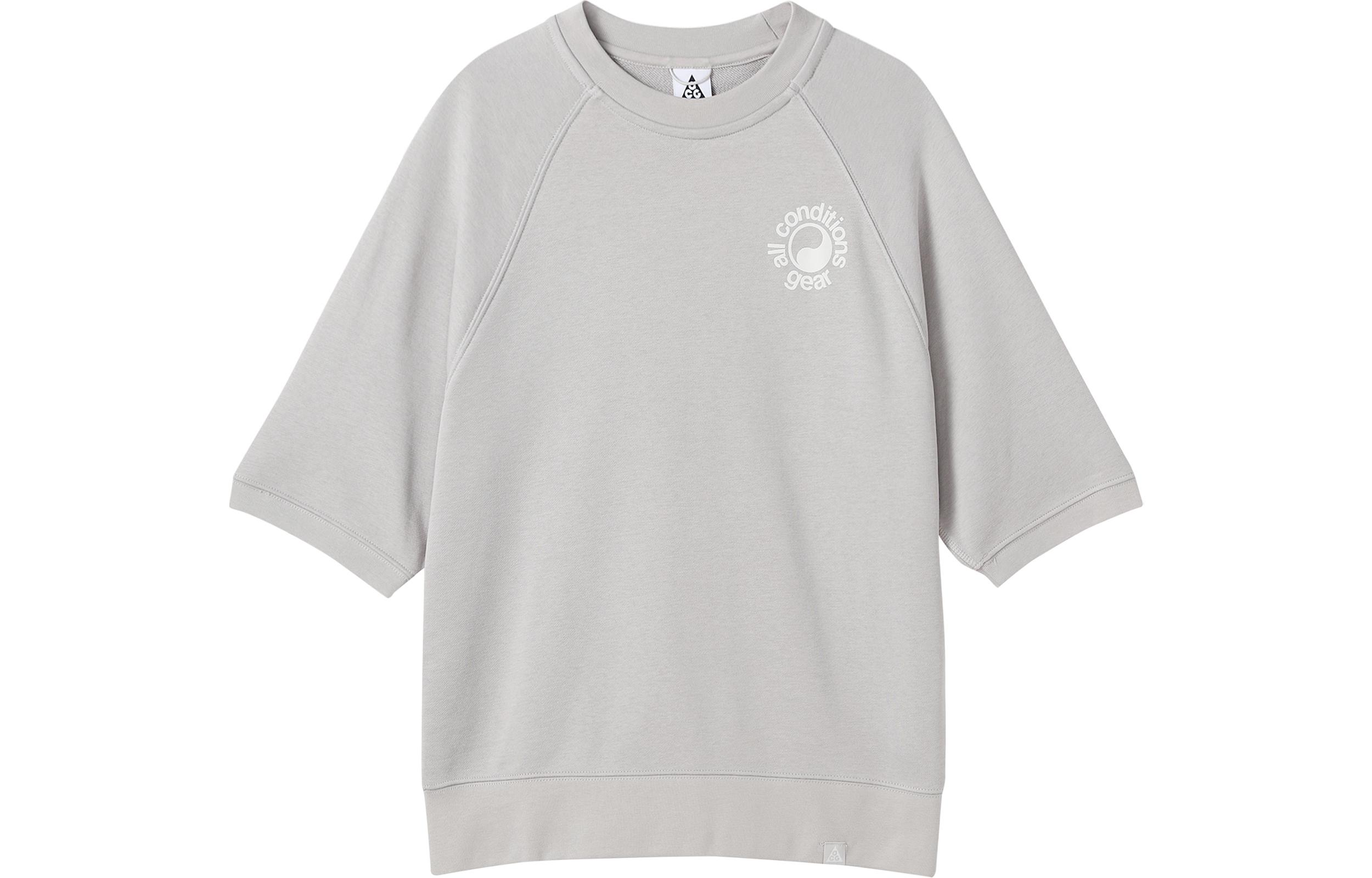Nike T Shirts Unisex Light Gray Crew Neck Moderate Straight Fit DN3915-012 L