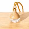 Empty Hanging Car Diffuser Bottles with Natural Wooden Lids Clear Glass Reusable for Homemade Car Air Fresheners
