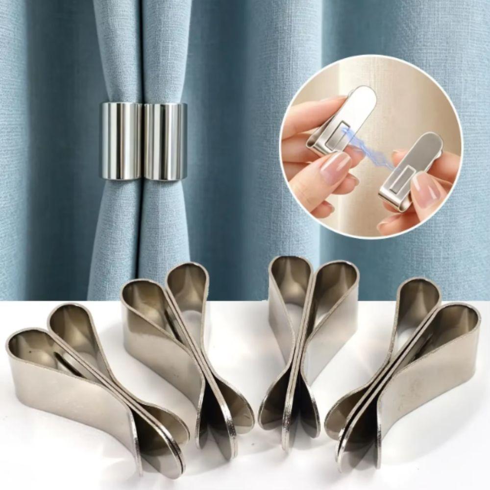 Magnetic Closure Curtain Clips Detachable Nail-Free Magnetic Curtain Clips Metal Rust-proof Blackout Curtain Clips Bedroom
