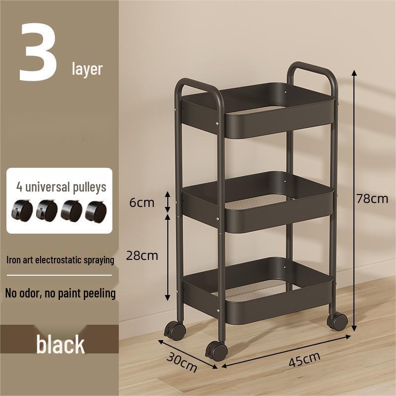 Напольная многоярусная передвижная тележка-стеллаж с двойными ручками для хранения детских принадлежностей.
