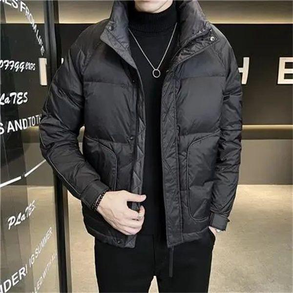 Pánská trendy krátká teplá péřová bunda se stojáčkem na zimu 2025