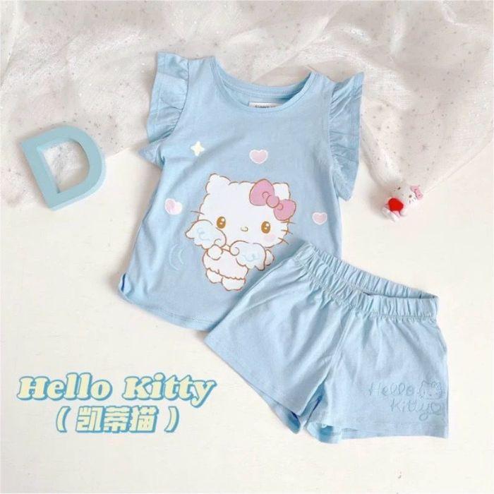 Girls Summer Cartoon Short Sleeve 2 Piece Pajama Set Cute and Stylish