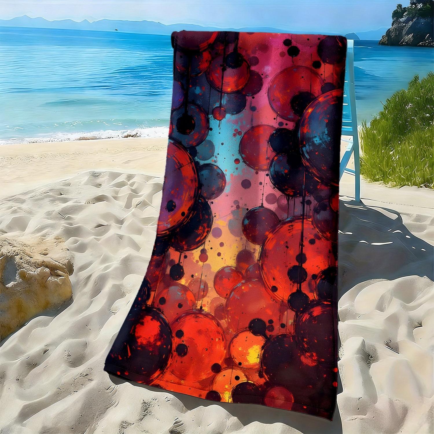 

Abstract art with colorful circular patterns polyester microfiber beach towel highly absorbent, suitable swimming beach outings W40*H60(CM)