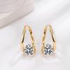 1 Pair Drop Earrings Cubic Zirconia Inlay Arc-Shaped Design Earrings Lightweight Comfortable Wearing Women Earrings Jewelry Gift