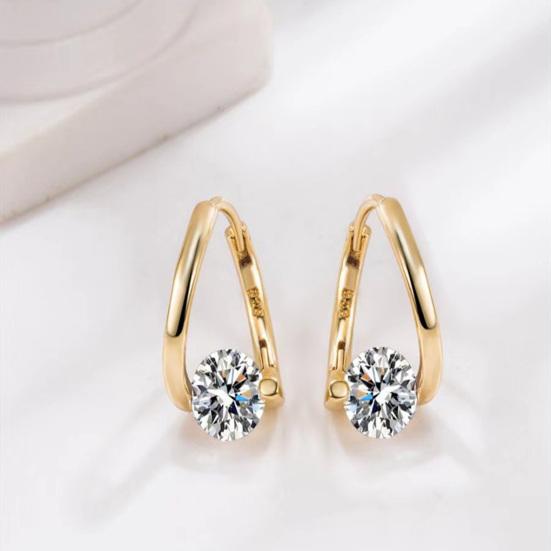 1 Pair Drop Earrings Cubic Zirconia Inlay Arc-Shaped Design Earrings Lightweight Comfortable Wearing Women Earrings Jewelry Gift