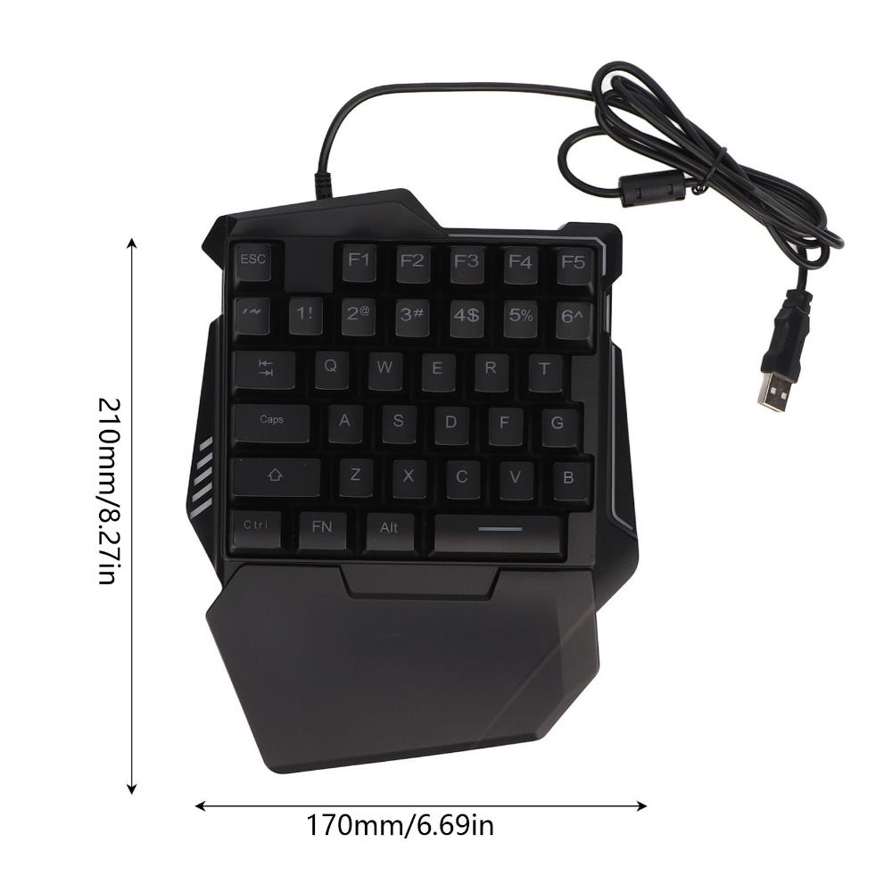 USB Wired One Handed Gaming Keyboard 35 Keys Ergonomic Keyboard  Professional Work