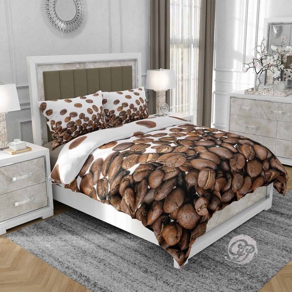 3D cotton satin bedding 160x200cm COFFEE