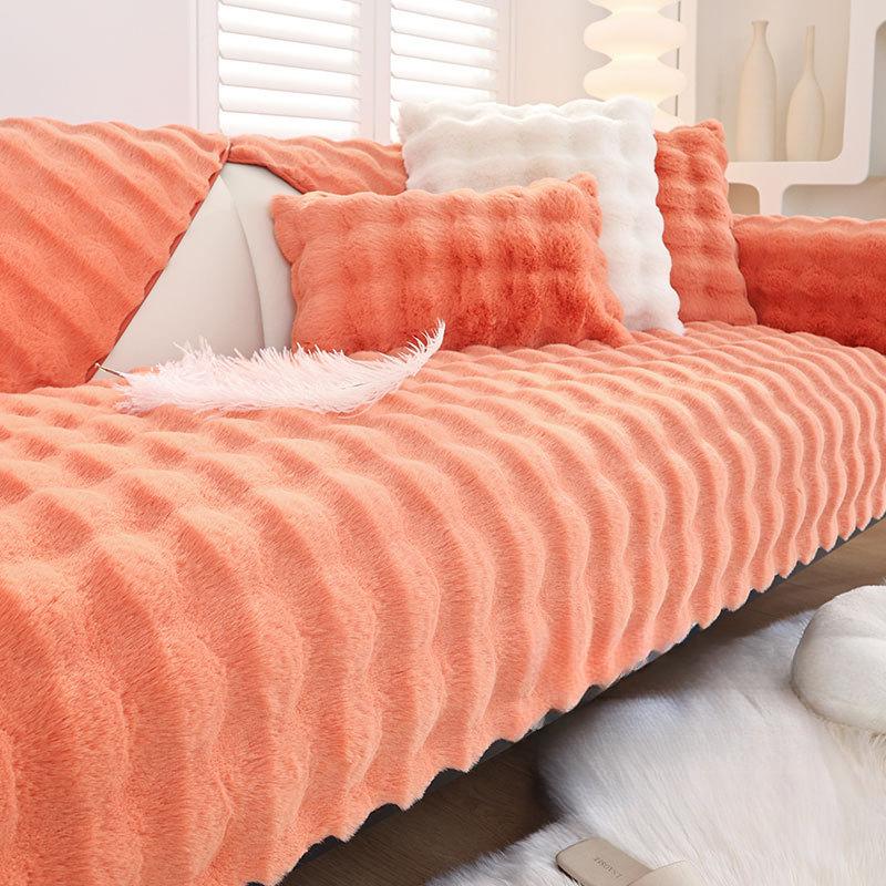 Plush Sofa Cushion Thickened Fleece Cushion Non-Slip Leather Sofa Cover High-End Nordic Simple Winter