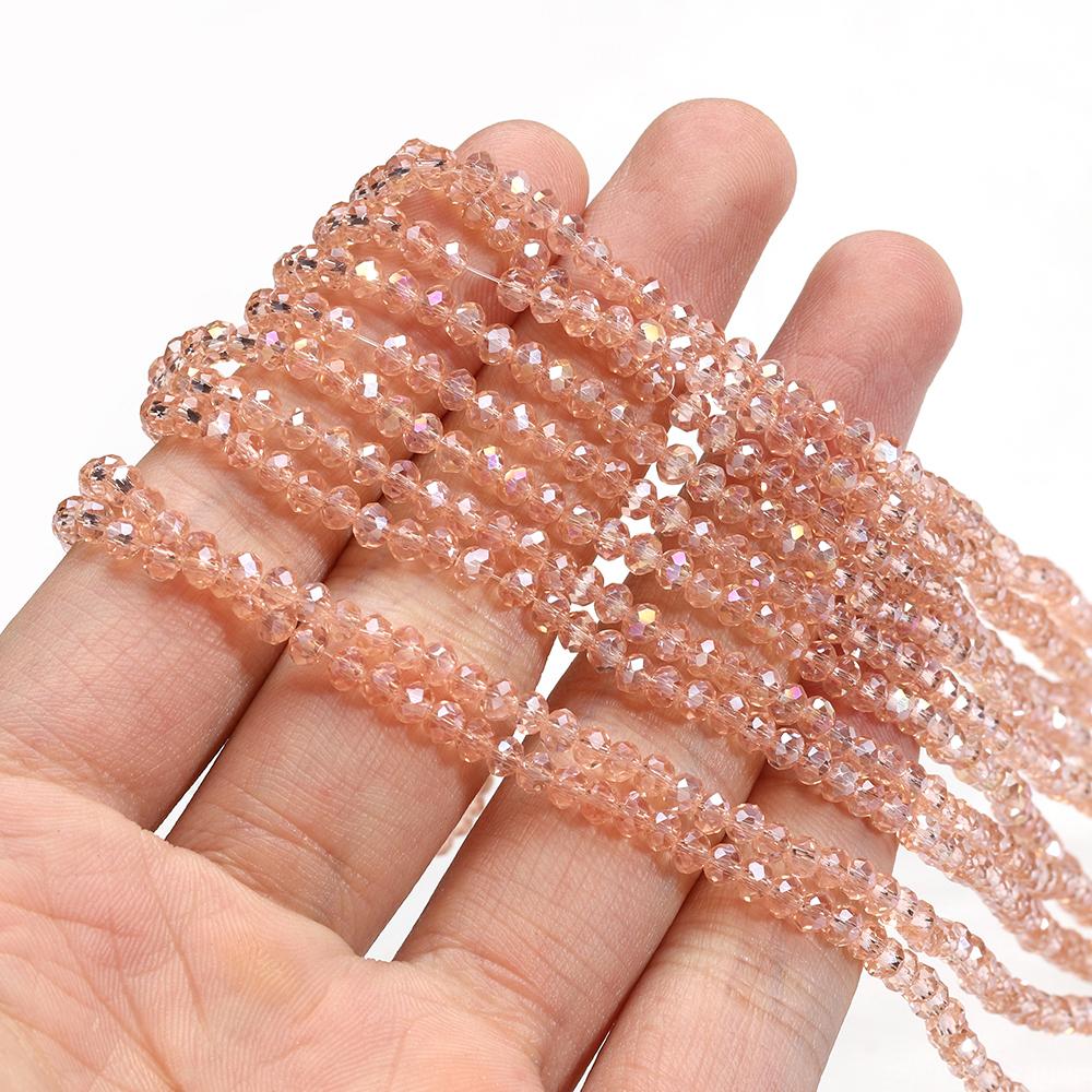 120pcs Crystal Czech Glass Beads Rondelle Austria Faceted Loose Spacer Round Beads for Bracelet Jewelry Making DIY