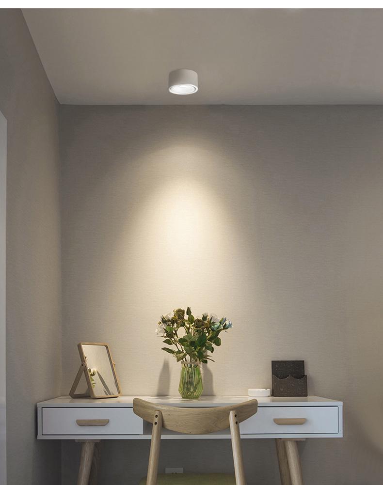 Ultra-thin Surface-mounted LED Downlight: No Hole Required, Round All-Aluminum Ceiling Light for Living Room.