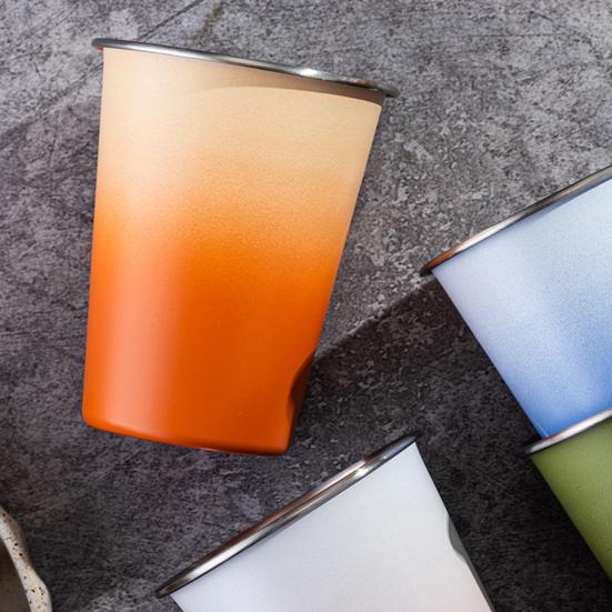 Yousheng Stainless Steel Cup, Reusable with Gradient Color Camping Cup, Frosted Texture Lightweight Beer Cup for Outdoor Picnic