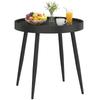 49.5 Cm Round Garden Table, Small Outdoor Coffee Side Table with Plastic Tray-Style Top, Metal Legs, Black
