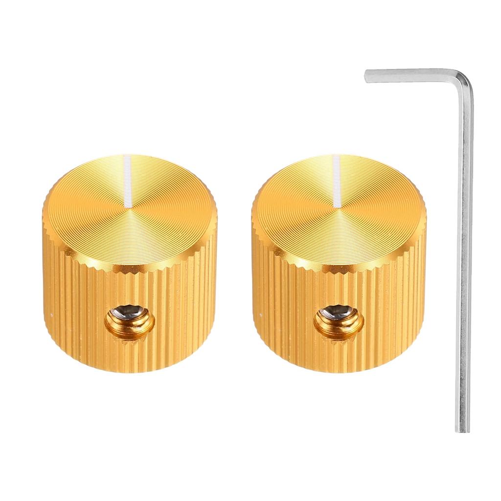 uxcell Aluminum Potentiometer Inner Diameter x Outer Diameter x Universal Control Knobs for Straight Line Gold Finish 2-Pack Knobs, 1/4" (6mm) 5/8"