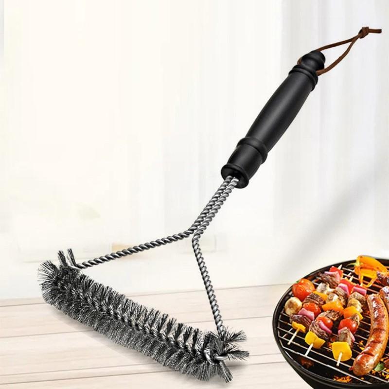 Durable Barbecue Brush Barbecue Cleaning Stainless Steel Wire Brush Pig Hair Non stick Cleaning Brush Barbecue Tool Accessories