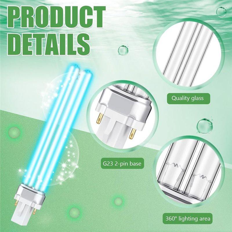 Frische 4 Stück UV UV-C-Lampen 9W G23 Sockel Ersatzlampen für Außen-Teichklärer-Lampen Kompatibel mit UVE9 CF400 CF500