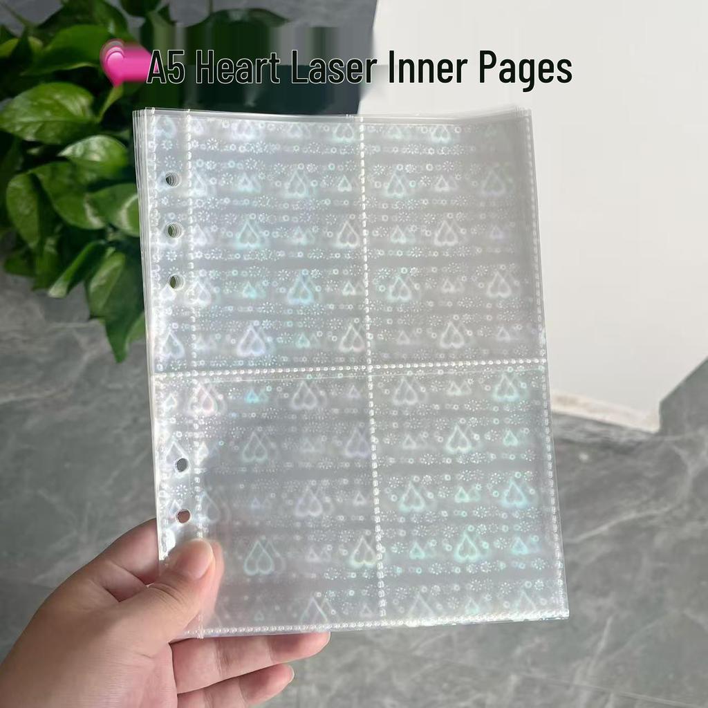 Xiaohongshu Stil Nische A5 Silber Kartenbinder: Lederalbum mit 4 Taschen zur Präsentation von Instax- und kleinen Karten