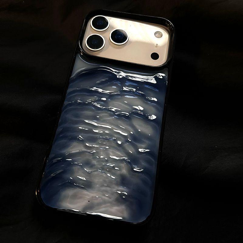 

Simple niche black wave water surface is suitable for Apple 17Pro mobile phone case 16Promax advanced sense 15Pro iPhone 11pro