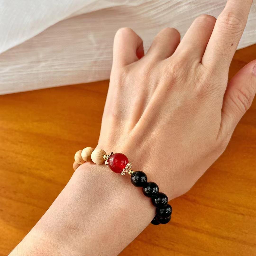 Maillard Natural Black Agate Chalcedony Black Agate Contrasting Bracelet