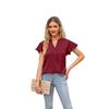 Sommer T-shirt Europäischen und Amerikanischen Neue Produkt frauen Satin V-ausschnitt Rüschen Ärmeln Mode Büro Arbeit Top S-2XL