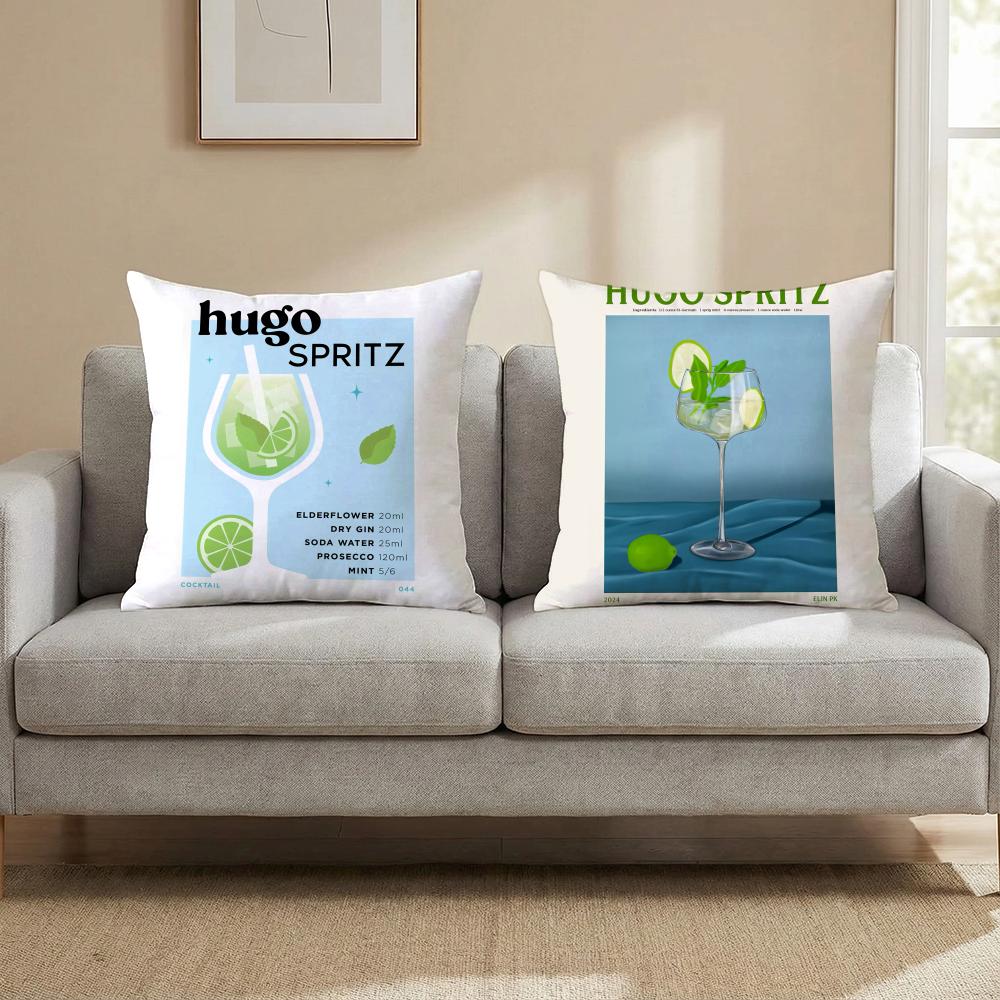 Hugo Spritz Cocktail Cushion Cover Multi-Scene Pillow Cover for Home & Car - Reversible, Soft & Durable for Daily Use