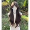 Daily Wear Wig Cold Brown Natural Middle Part Eight-Character Bangs Big Waves Flattering Face Slimming