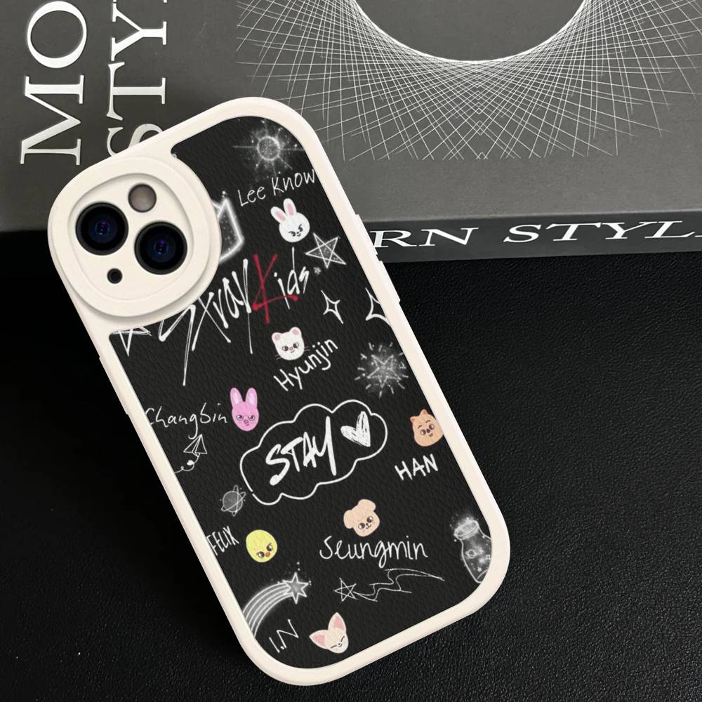 Kpop S-Stray K-Kids For IPhone 16 15 14 13 12 11 Pro Max Plus Shockproof Leather Soft Phone Cover