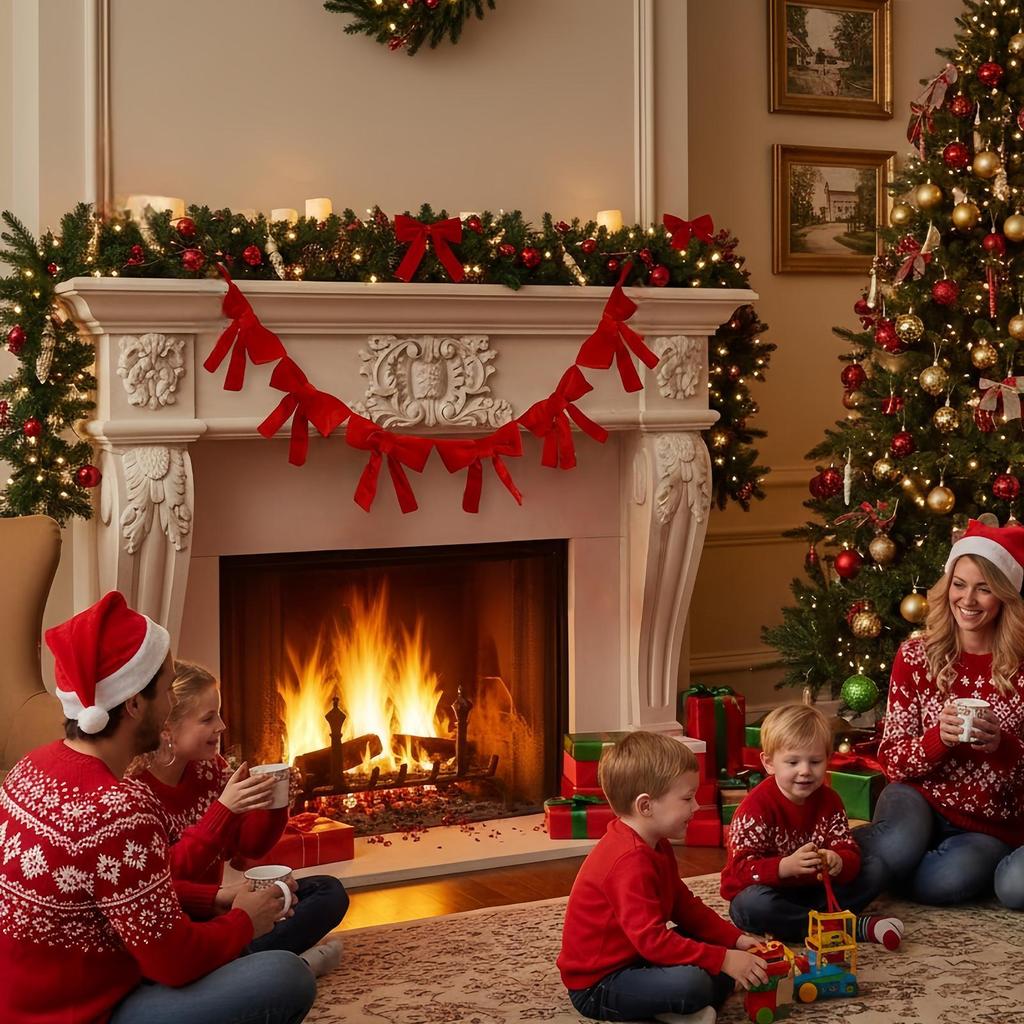 Bows For Christmas Velvet Ornament Party Decorations Christmas Velvet Bow Garland For Doors Entryways Walls Mantle Stair Fences