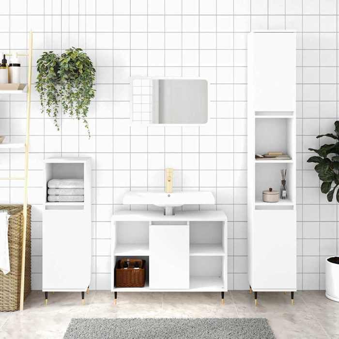 VidaXL Armoire de salle de bain blanc 30x30x100 cm bois d'ingénierie 831548