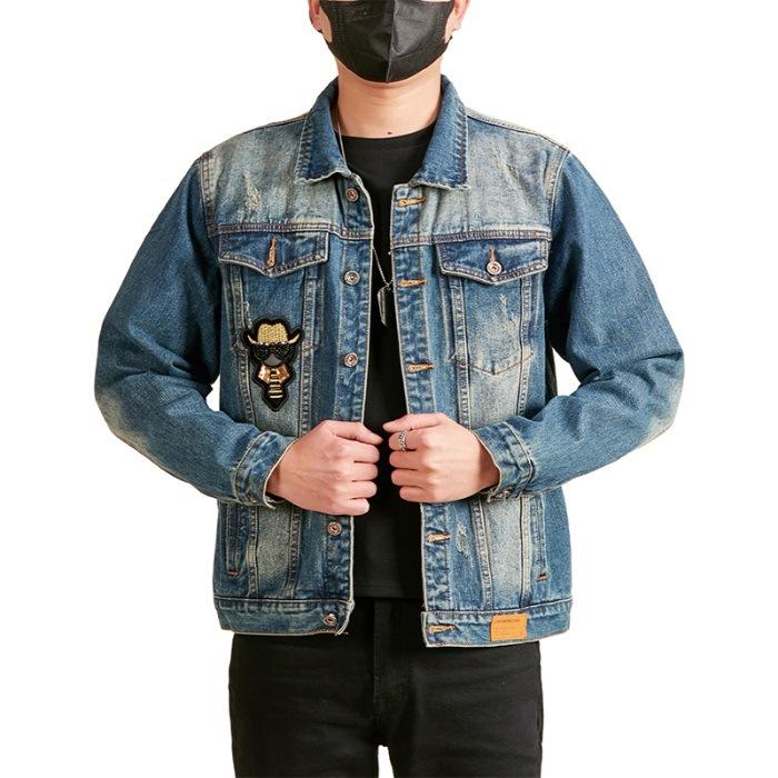 Shlyapa Teri Denim Kurtka Erkaklar Ishchi Kurtkasi Yangi Kundalik Kelishgan Lapelli Ko'ylak Kurtka