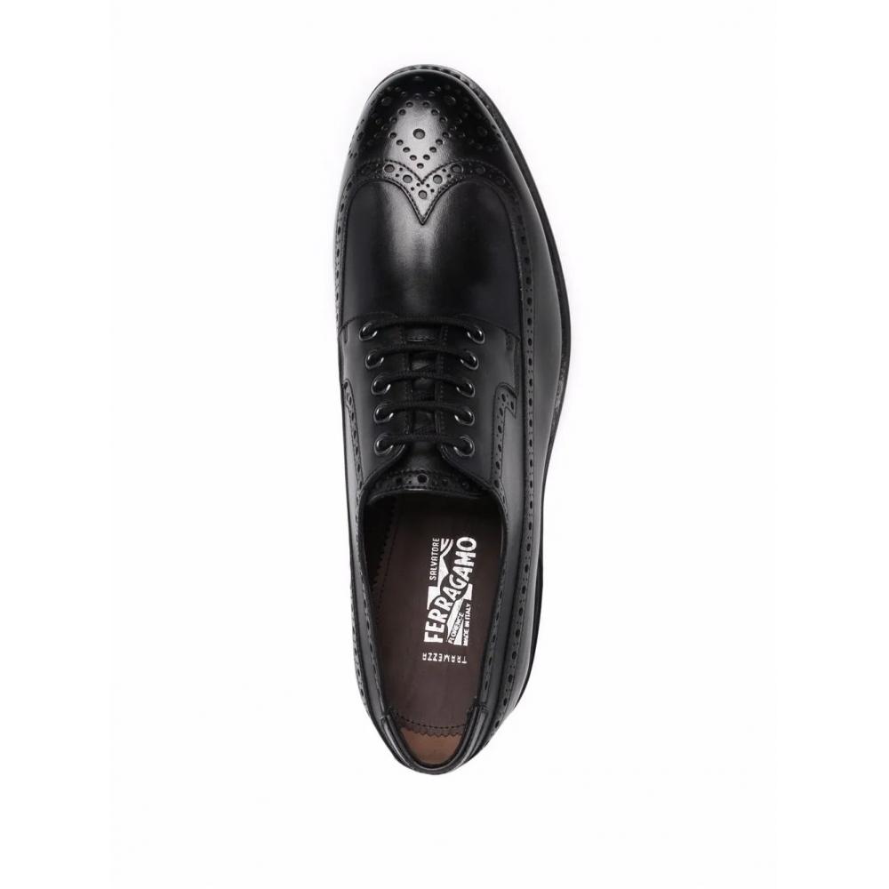 Salvatore Ferragamo Ferragamo Marcus Perforated Brogues Black