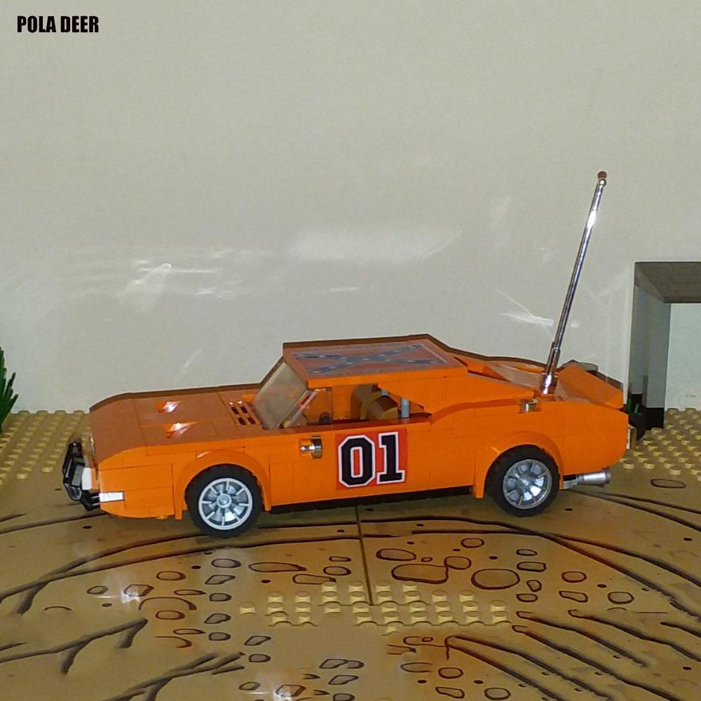 Poladeer 330pcs MOC General Lee Dodge Charger Retro Assembled Children's Toy Bus Small  Particles Puzzle Blocks Model Present