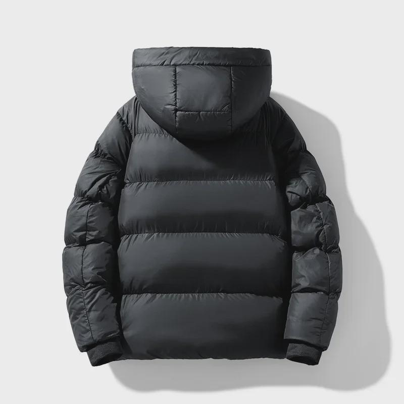 Schwarz & Gold Unisex Weiße Daunen Kapuzenjacke: Winddicht, Warm, Lässig & Stilvoll für den Winter.