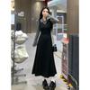 Elegant French Retro Faux Two-Piece Patchwork Dress for Curvy Women - Autumn/Winter Long Skirt.