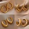Elegant Gold Color Circled Hoop Earring for Woman Metal Elegant Vintage Geometric Statement Luxury Earrings Party Jewelry Gifts