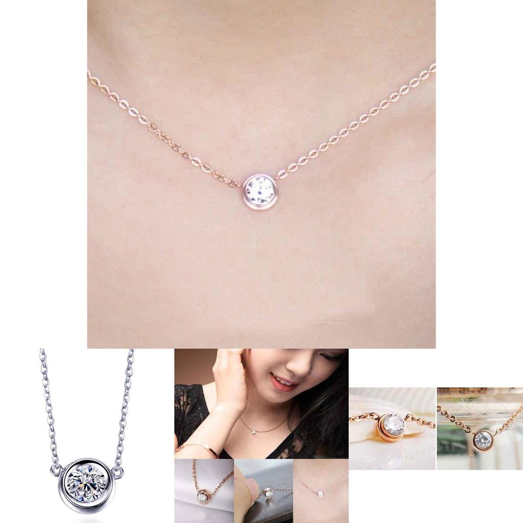 Exquisite Rose Gold Plated Rhinestone Clavicle Chain Pendant For Women