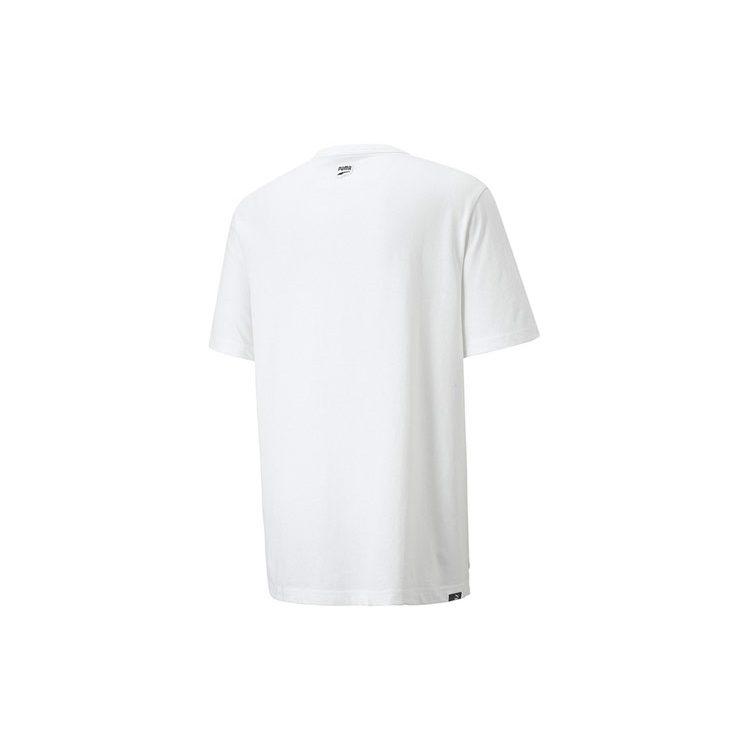 PUMA T Shirts Men's White Crew Neck Moderate Straight Fit 535359-02