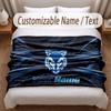 Warrington Wolves Printed Flannel Blanket Custom Name Text Soft Warm Throw For Bedroom Holiday Gift