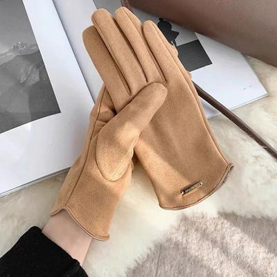Fashion Women Gloves Elegant Autumn Winter Warm Touch Screen Keep Warm Windproof Driving Ladies Suede Gloves