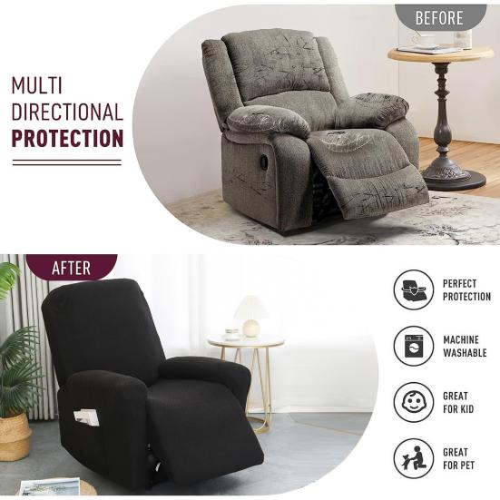 Husă Elastică pentru Fotoliu Reclinabil pentru Fotolii Reclinabile cu Un Singur Loc Protector Elastic pentru Fotoliu Reclinabil Lavabil la Mașină Husă Ajustată pentru Învelire Completă Protejează Petele