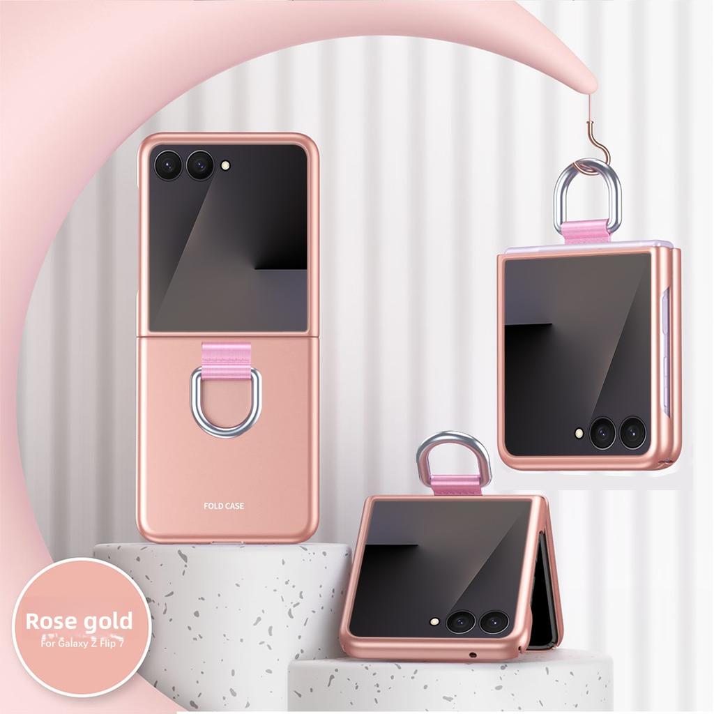 Shockproof Frosting Ring Phone Case for Samsung Galaxy Z Flip 7FE 6 5 4 3 Flip6 Flip5 ZFlip7 5G Fall Prevention Protective Cover