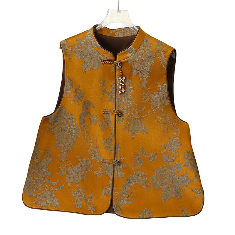 Spring Vest for Middle-aged & Elderly Women - Chinese Style Shawl, Mother's Outerwear, Wife's Top