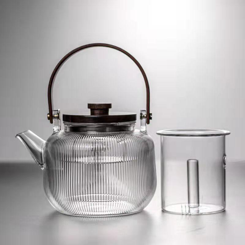 1000ml Steaming Boiling Dual-purpose Glass Teapot Heat Resistant Tea Kettle Cooking Oolong Puer Tea Maker Teaware