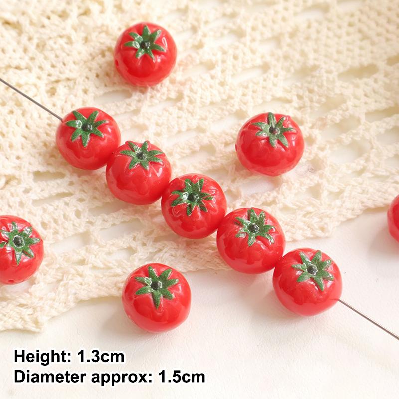 5Pcs Multicolor 3D Fruit Shaped Loose Beads for DIY Handmade Bracelet Keychain Jewelry Making Craft for Home School Use