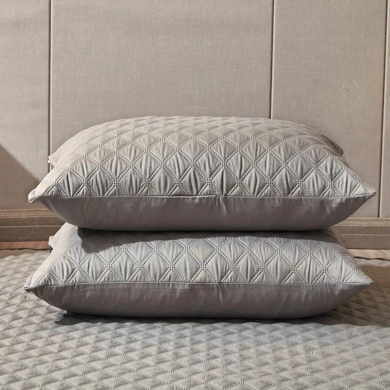 Solid Color 2Pc Waterproof Quilted Pillowcase Pillow Cover Case 48x74cm Pillowsham Anti-Mite Anti-Bacterial Bedroom