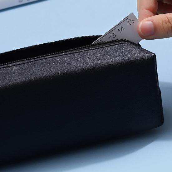 Penneetui Faux Skinn Blyantveske Organizer Liten Glidelås Pennepose Multifunksjonell Kosmetikkveske for Arbeid Reise