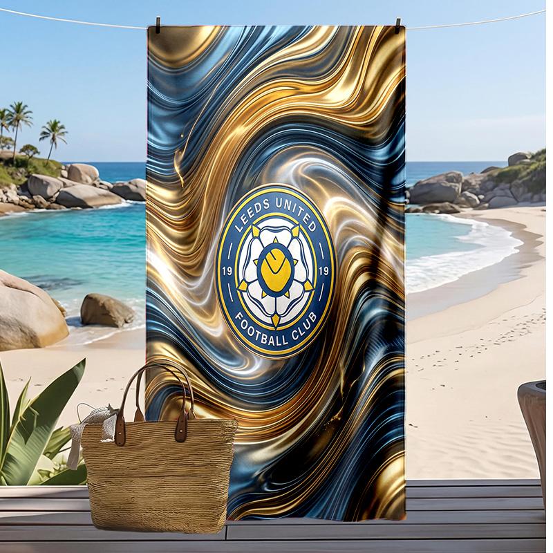 Leeds United Fußball-Druck Strandtuch, Großes Weiches Schnelltrocknendes Handtuch für Strand Camping Schwimmen
